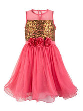 Branyork Pink Sequinned Fit and Flare Dress